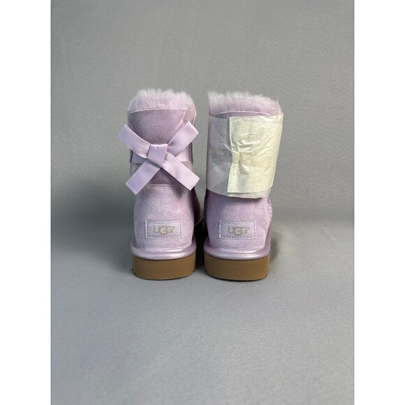 New Women's Sz 8 UGG Boots Bailey Bow Metallic LRFG Lavendar Fog Sold Out Rare! - Picture 8 of 12